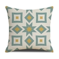 Linen pillow cover with teal and ginger yellow geometric Moroccan star pattern - Linen 45*45cm (Without Core) / Blue Yellow Bohemian Octagonal Star (SXYM14-36)