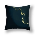 Federa per cuscino nordica blu navy con eleganti motivi dorati in stile agata - 45*45cm (Inserto non incluso) / Blu Scuro Navy Vena d'Agata (DM253-17)