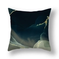 Fodera per cuscino astratta con motivo marmoreo verde scuro e linee in foglia oro - 45*45cm (Inserto non incluso) / Verde Scuro Nero Marmo d'Oro (DM253-19)