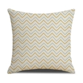 Linen cushion cover with yellow and teal geometric wave patterns on white background - Linen 45*45cm (Without Core) / Yellow Cyan Wave Stripes (SXYM14-27)