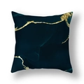 Fodera per cuscino decorativa in marmo verde petrolio con eleganti dettagli in oro - 45*45cm (Inserto non incluso) / Marmo Ottanio Linea Foglia d'Oro (DM253-14)