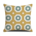 Linen pillow cover with geometric octagonal pattern in ginger yellow and grey blue - Linen 45*45cm (Without Core) / Ochre Gray Blue Geometric Octagonal (SXYM14-33)