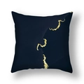 Fodera per cuscino quadrata blu navy con motivo marmorizzato astratto in lamina d'oro - 45*45cm (Inserto non incluso) / Navy Schizzi d'Inchiostro Oro (DM253-16)