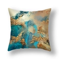 Federa per cuscino geometrica astratta nordica con motivi blu e oro metallico - 45*45cm (Inserto non incluso) / Blu Ottanio Oro Terra Astratto (DM253-9)