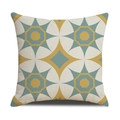 Linen pillowcase with teal and mustard geometric star pattern on beige fabric - Linen 45*45cm (Without Core) / Cyan Ginger Geometric Star (SXYM14-37)