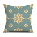 Nordic geometric floral linen cushion cover in teal and yellow with textured fabric - 45x45CM (No Core) / Turquoise Yellow Floral Geometric (SXYM14-8)