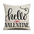 Linen Valentine's cushion cover featuring hello VALENTINE text and red hearts - Beige Hello Valentine Style (22YM33-4) / Pillowcase Only (Without Core)