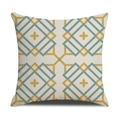 Geometric linen pillowcase with blue and gold square patterns for sofa decor - 45x45CM (No Core) / Cream Blue Square Floral (SXYM14-11)