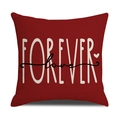 Federa in lino rosso con stampa FOREVER e love per San Valentino decorativa - Fodera per Cuscino Senza Nucleo