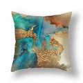 Fodera per cuscino astratta con trama in marmo blu e oro per l'arredamento di casa - 45*45cm (Inserto non incluso) / Marmo Blu Lago Marrone (DM253-6)