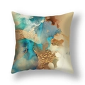 Fodera per cuscino moderna con arte fluida turchese e trama in foglia d'oro - 45*45cm (Inserto non incluso) / Marmo Turchese Sabbia Oro (DM253-7)