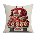Fodera per cuscino di San Valentino in lino con gnomi e camion rosso decorativo - Fodera per Cuscino Senza Nucleo