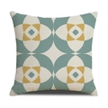 Linen geometric pillow cover with teal and mustard mid-century modern graphic pattern - 45x45CM (No Core) / Turquoise Yellow Symmetrical Geometric (SXYM14-3)