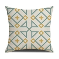 Linen pillowcase with teal and mustard yellow geometric floral print on beige fabric - 45x45CM (No Core) / Cream Blue Yellow Floral (SXYM14-21)