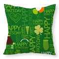 St. Patrick's Day four-leaf clover linen pillowcase with Happy St Pat's Day festive print - Single-sided Printing / Green Festival Slogan Full Print Style (22YM55-3)