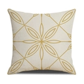 Beige linen pillow cover with golden geometric floral lines and hidden zipper - 45x45CM (No Core) / Cream White Gold Floral Geometric (SXYM14-7)