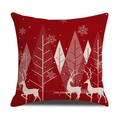 Weihnachts-Kissenbezug aus Leinen mit Rentier und Schneeflocken in Rot und Weiß Design - 45*45cm (Gebleicht Fein, Ohne Kissenfüllung) / Rot (SXYM40-18)