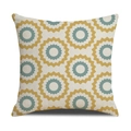Nordic geometric linen pillow cover with mustard yellow and teal zigzag circle pattern - 45x45CM (No Core) / Ginger Yellow and Green Sawtooth Circle (SXYM14-25)