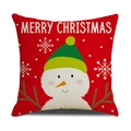 Roter Weihnachts-Kissenbezug mit Schneemann, Merry Christmas Text und Schneeflocken - 45*45cm (Gebleicht Fein, Ohne Kissenfüllung) / Rot (SXYM40-30)