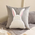 Coussin en velours gris avec broderie lapin blanc pour décoration de canapé cosy - 45*45cm Housse Seule / Style Queue de Lapin Gris