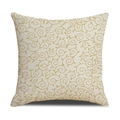 Linen pillow cover with yellow scroll pattern and textured fabric on white background - 45x45CM (No Core) / Cream White Golden Scrollwork (SXYM14-29)