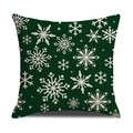 Funda de cojín navideño verde oscuro con diseño de copos de nieve y textura de lino - Lino 45*45cm (Funda de almohada individual, sin relleno) / Estilo Verde Oscuro Copo de Nieve Estrellas (SXYM40-8)