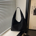 Borsa tote leopardata opaca alla moda per donna con grande capacità e tracolla comoda - Nero