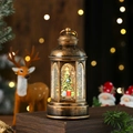 Lanterna natalizia vintage in bronzo con scena di alberi e glitter scintillanti - Albero di Natale non rotante