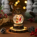Vintage bronze musical Christmas lantern snow globe with Santa Claus and warm lighting - Santa Holding Bear (8*8*15cm 460g)