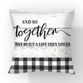 Kussenhoes van pluche met Gingham-patroon en romantische Engelse tekst opdruk - Built a life together Letter Buffalo Check (#3)