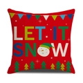 Funda de cojín navideña de lino rojo con estampado de muñeco de nieve Let It Snow - Lino 45*45cm (Funda de almohada individual, sin relleno) / Estilo Bosque de Muñecos de Nieve Rojo (SXYM40-31)