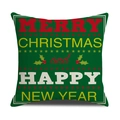 Funda de cojín navideña de lino verde oscuro con estampado Merry Christmas y estrellas - Lino 45*45cm (Funda de almohada individual, sin relleno) / Estilo Letras Rojas y Amarillas Fondo Verde Oscuro (SXYM40-34)