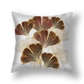 Ginkgo leaf pattern throw pillow cover with golden marble texture for sofa decor - Marble Layered Brown Gold Ginkgo (22SX35-10)