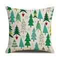 Funda de cojín navideño de lino con patrones de árboles de Navidad dibujados a mano - Lino 45*45cm (Funda de almohada individual, sin relleno) / Estilo Matriz de Árboles de Navidad Pintados a Mano Beige (SXYM40-26)