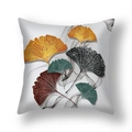 Square plush pillowcase with artistic green and gold ginkgo leaves pattern design - Modern Art Smoke Ginkgo (22SX35-12)