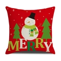 Funda de cojín navideño de lino con diseño de muñeco de nieve rojo y texto Merry - Estilo Muñeco de Nieve Dibujos MERRY (SXYM40-33) / Lino 45x45cm (Solo funda de almohada)