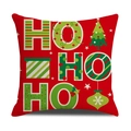 Funda de cojín navideña de lino rojo con estampado 'HO HO HO' y motivos de estrellas - Estilo Fondo Rojo HO HO HO (SXYM40-32) / Lino 45x45cm (Solo funda de almohada)