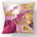 Nordic abstract velvet pillow cover with gold foil accents in purple and orange - Lilac Purple Gold Fluid (23CR2-7)