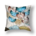 Short plush ginkgo leaf pillow cover with teal, maroon, and gold foil marble pattern - Teal Maroon Gold Foil Ginkgo (22SX35-21)