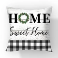 Short plush pillowcase with HOME Sweet Home print and festive wreath design - HOME Christmas Wreath Buffalo Plaid (#21)