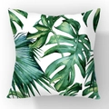 Funda de cojín cuadrada con hojas tropicales de monstera sobre fondo blanco puro - Solo Funda de Almohada - Patrón de Monstera (23CR8-1)