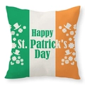 Linen St. Patrick's Day pillow cover with green white orange tricolor and clover patterns - Irish Flag Holiday Design (22YM56-4)