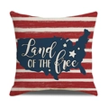 Detail van linnen kussensloop voor Onafhankelijkheidsdag met Land of the Free USA kaart - Land of the free Kaart Patroon (23YM8-4) / 45x45cm(Alleen Hoes)