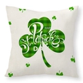 Funda de cojín de lino San Patricio con trébol de cuadros verdes y texto festivo - Estilo de Trébol a Cuadros Verdes (22YM57-3) / 45*45cm (Solo Funda)