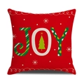 Funda de cojín navideña de lino rojo con letras JOY y decoración festiva de árbol - Estilo Árbol de Navidad JOY Rojo (SXYM40-37) / 45x45cm (ai-Tipo Regular)