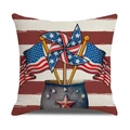 Detailed texture of Fourth of July linen pillowcase with patriotic windmill pattern - 18x18 Inch / Red White Stripes Windmill Style(23YM11-2)