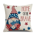 Close-up of linen pillow cover with American Independence Day gnome and art text - 18x18 Inch / Home Of The Brave Gnome Style(23YM11-4)