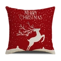 Funda de cojín navideña roja con silueta de reno blanco y texto de Merry Christmas - Estilo de reno y copo de nieve de Navidad (SXYM40-15) / 45x45cm (ai-Tipo Regular)
