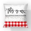 Zachte pluche kussensloop met rood ruitpatroon en tekst 'This is us' voor zetels - This is us Citaat Geblokt Splicing (#26)