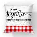 Zachte pluche kussensloop met rood ruitpatroon en inspirerende tekstprint decor - Together Citaat Geblokt Splicing (#27)